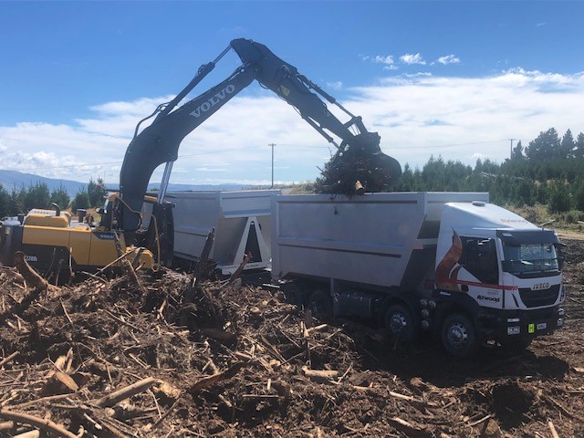 Some of the biomass being loaded into an Azwood truck.